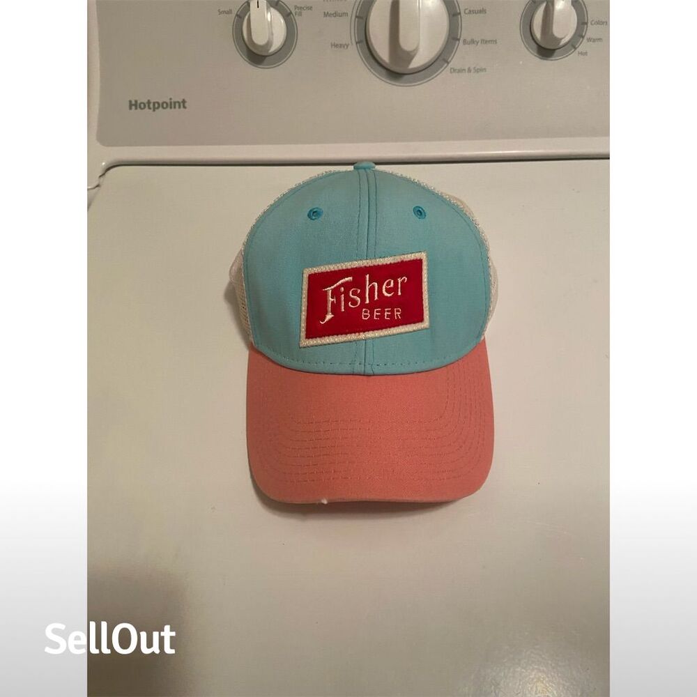 Fisher Beer Trucker Snapback Hat Pink & Blue Unisex Adjustable Cap